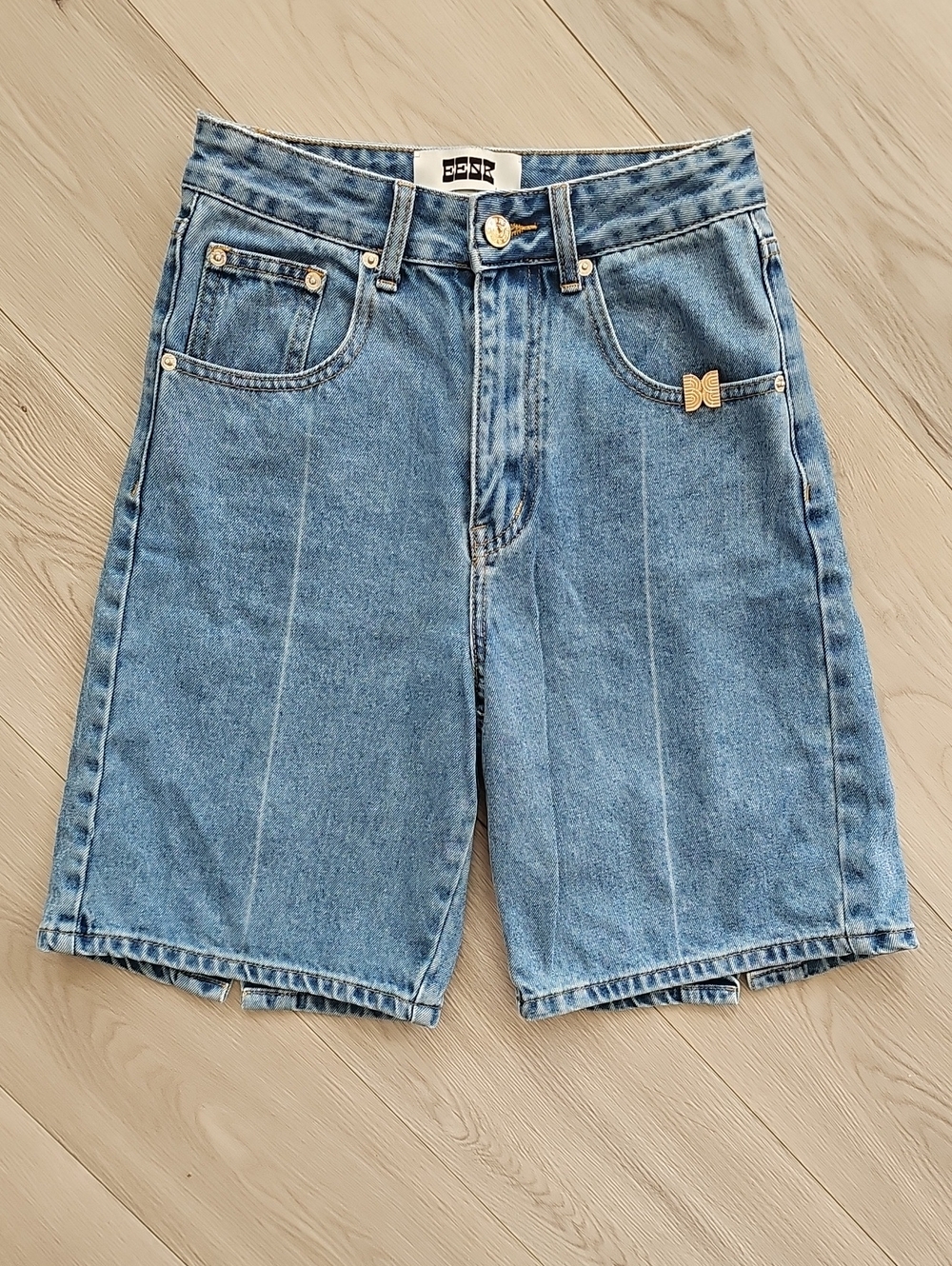 EENK High Waist Wide Leg Relaxed Fit Denim Jorts / Jean Shorts Korean DP08 Small